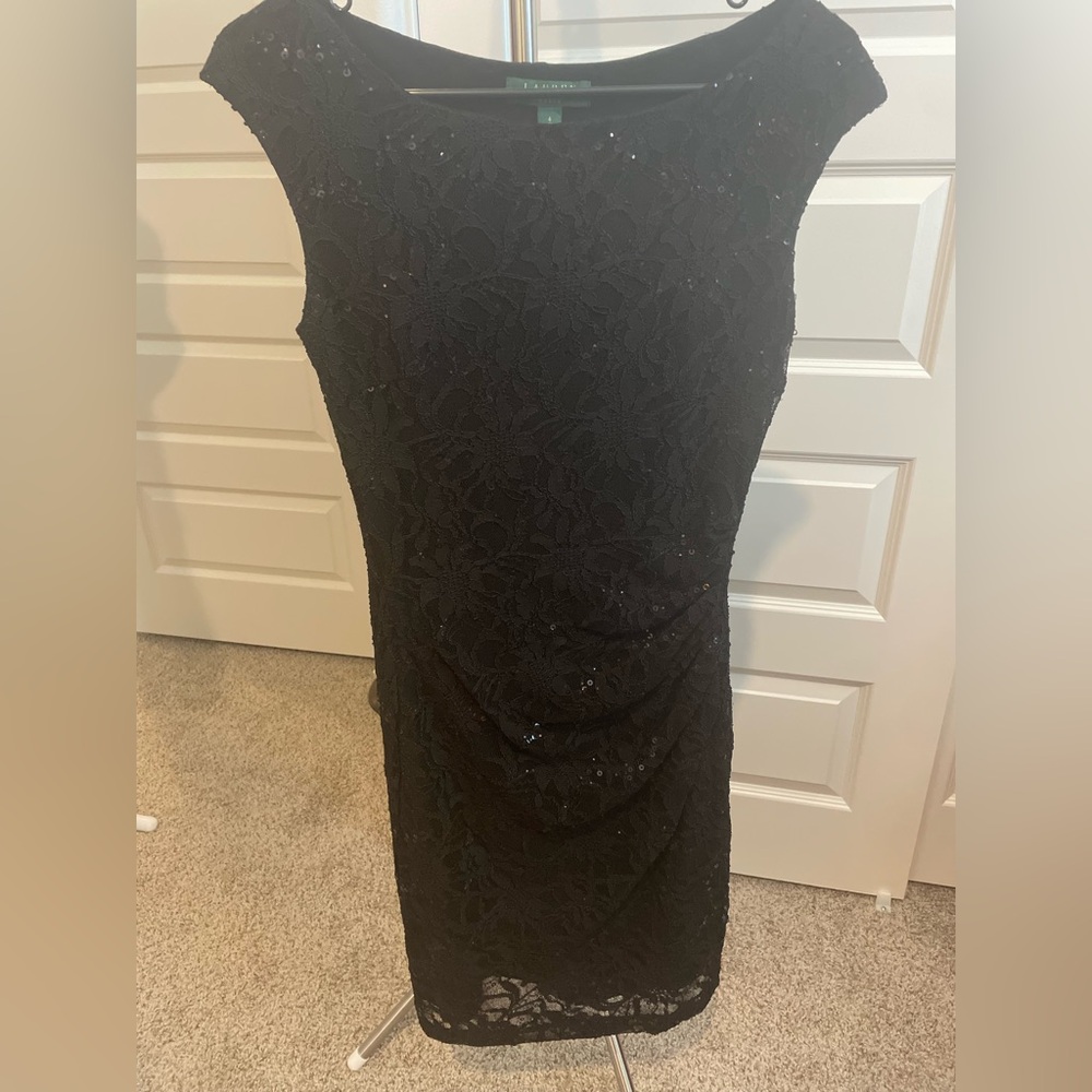Lauren Ralph Lauren Black Sequin Lace Dress